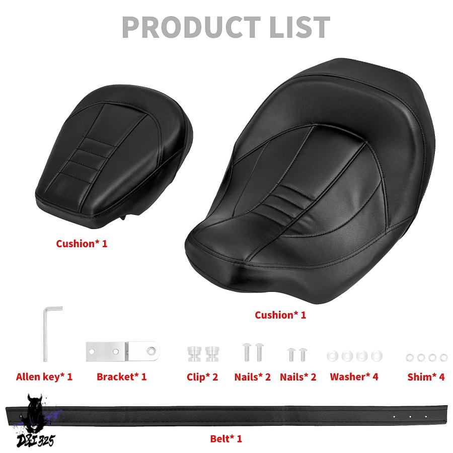 【互換品】 ハーレーツーリングクラシックcvoストリートグライド2009-2023用オートバイ用助手席バックシート2ピースブラック 社外製