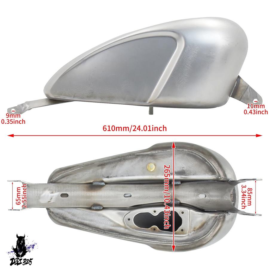 スポーツスター 2.25ガロン タンク xl1200 xl883 互換品】 ハーレースポーツスターXL883 1200用の燃料タンク 12.5L3.3