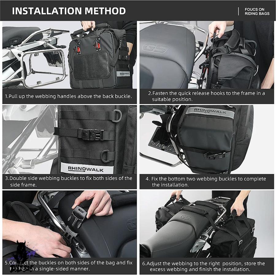 【互換品】 モーターサイクルハードラック,ppプレート付きラゲッジラック,25l防水クイックリリースバイクバッグ,1ピース 社外製の画像
