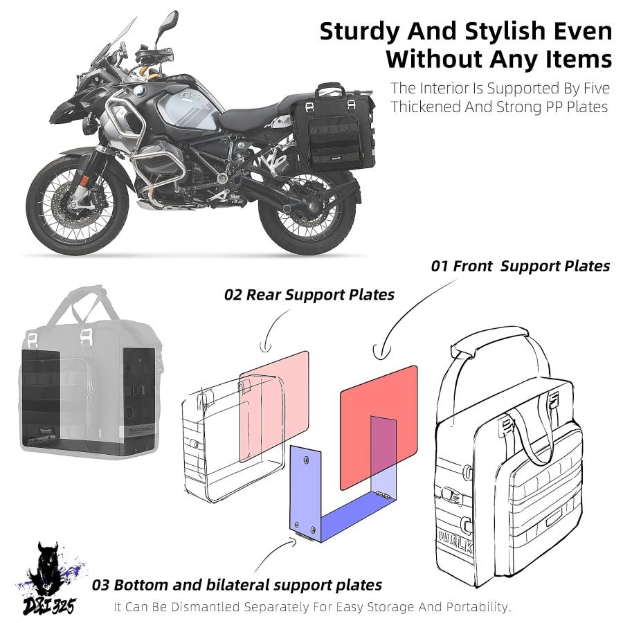 【互換品】 オートバイ防水サイドバッグ 拡張可能なサドルパンサー クイックリリース 3Dキューブ バイクストレージ 25lから32l 1個【 オートバイ -】 社外製の画像