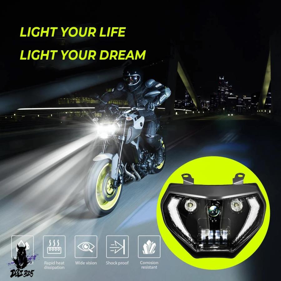 互換品】 YAMAHA FZ-09 MT-09 2014-2016 LEDヘッドライト新品 110変数_