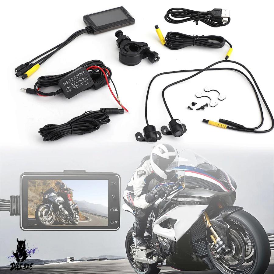 【互換品】 バイク用 製 フルHDフロントカメラと1080pのリアビューカメラ搭載のDVRビデオレコーダー 社外製_1