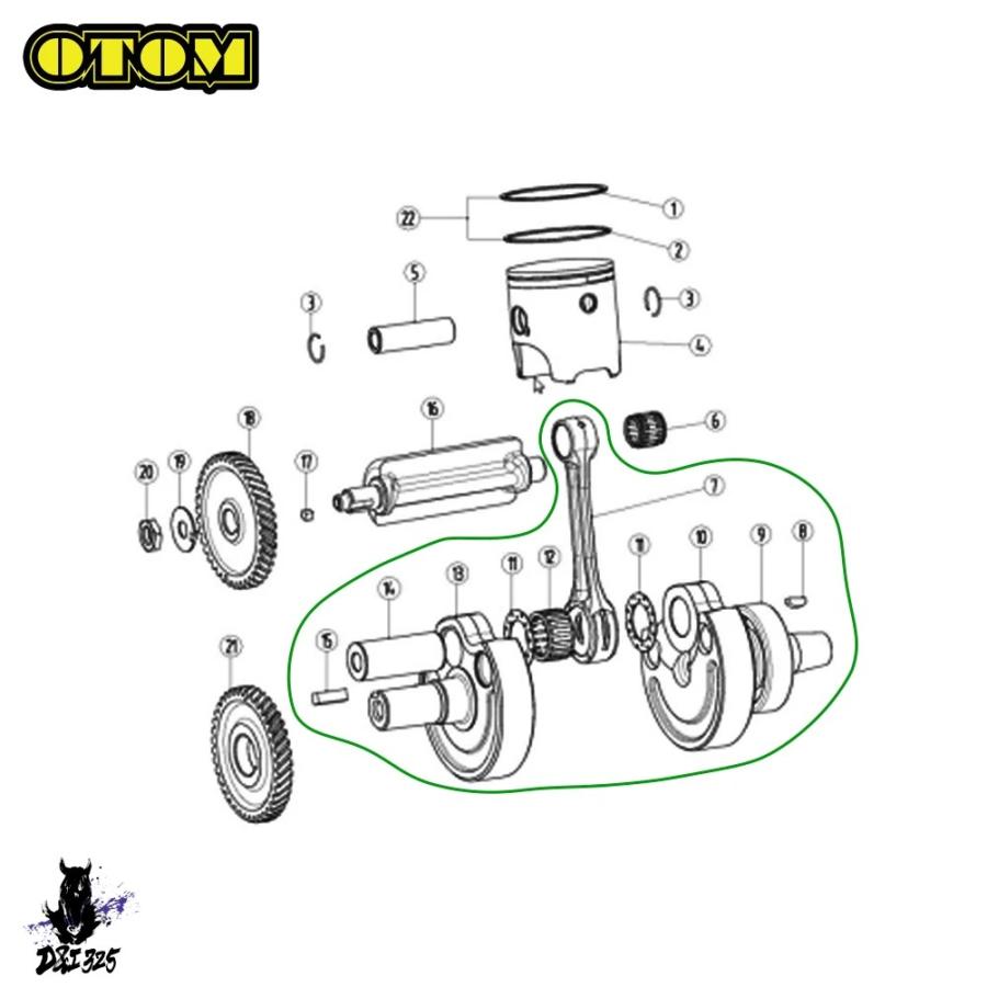 【互換品】 Yamaha lonindt230， mt250， Kayo gr8用 2t水冷エンジン クランクロッドアセンブリ ベアリングバイク 社外製_2