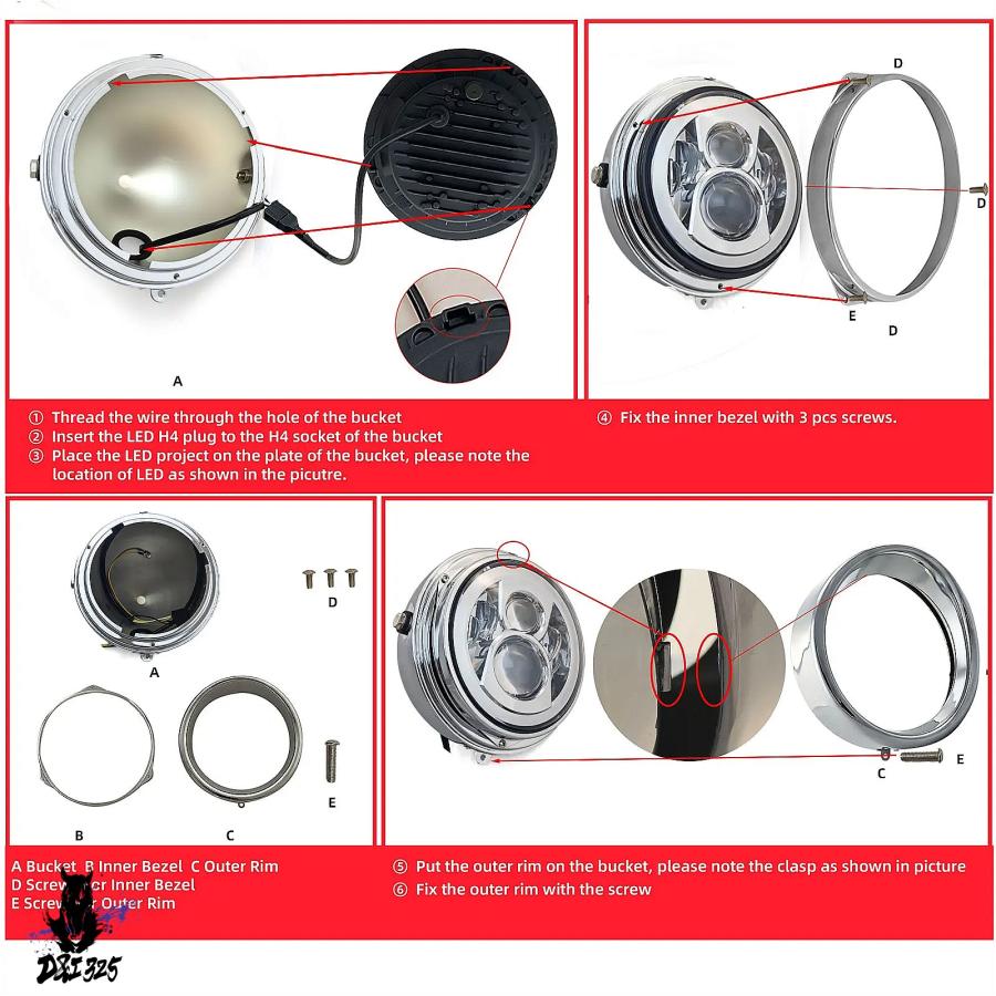 互換品】 ハーレーダビッドソン ファットボーイ ソフテイル用 7インチ