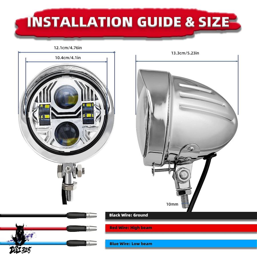 互換品】 ハーレーダビッドソン 4.5インチ LEDヘッドライトスポット