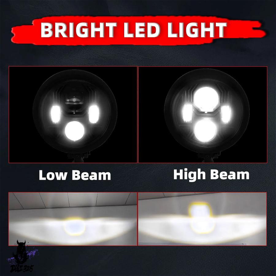 互換品】 ハーレーダビッドソン 4.5インチ LEDヘッドライトスポット
