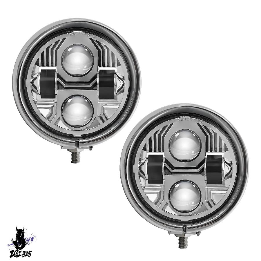 互換品】 ハーレーダビッドソン 4.5インチ LEDフォグランプ クローム 