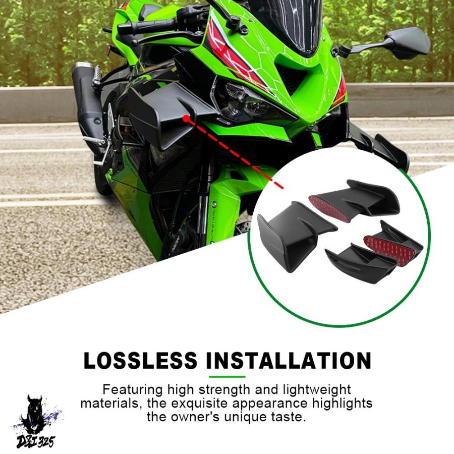 【互換品】 カワサキZX-6R ZX-636 2022 バイク用空力固定翼 フロントガラス サイドウィング 社外製