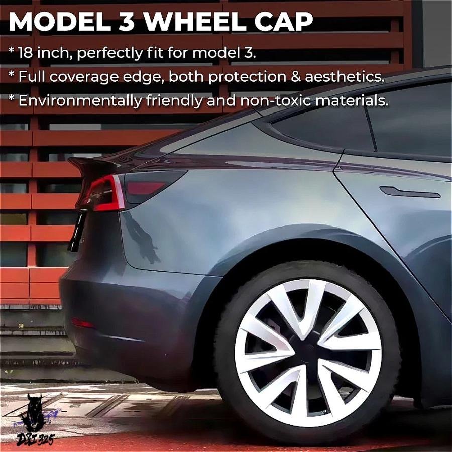 互換品】 テスラモデル2021-2024用 18インチホイールカバー 4個セット