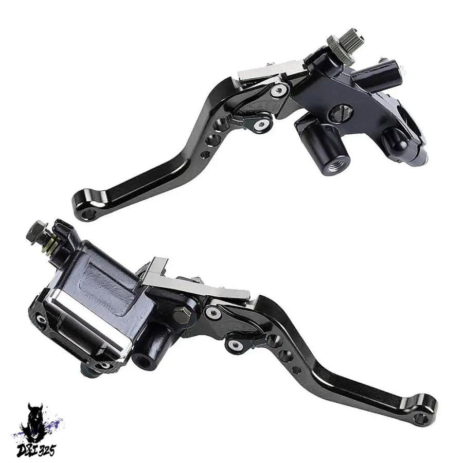 【互換品】 バイク用汎用ブレーキクラッチマスターシリンダーキット リザーバーレバーセット 黒色 7インチ 8インチ 1ペア 社外製