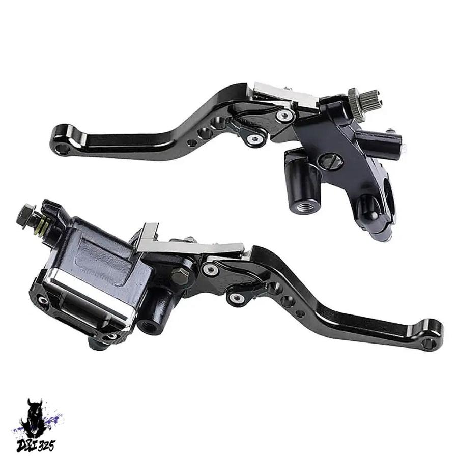 【互換品】 バイク用汎用ブレーキクラッチマスターシリンダーキット リザーバーレバーセット 黒色 7インチ 8インチ 1ペア 社外製