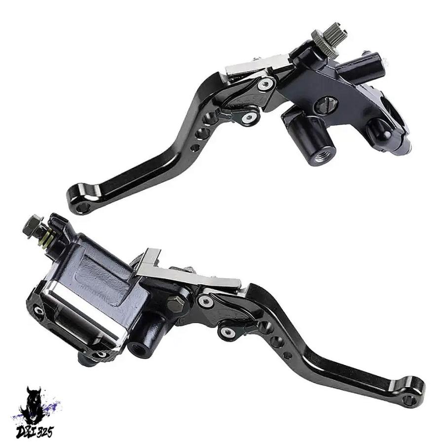 【互換品】 バイク用汎用ブレーキクラッチマスターシリンダーキット リザーバーレバーセット 黒色 7インチ 8インチ 1ペア 社外製