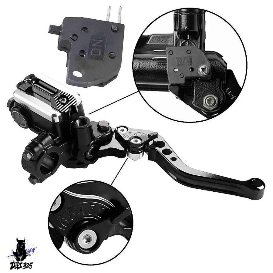 【互換品】 バイク用汎用ブレーキクラッチマスターシリンダーキット リザーバーレバーセット 黒色 7インチ 8インチ 1ペア 社外製