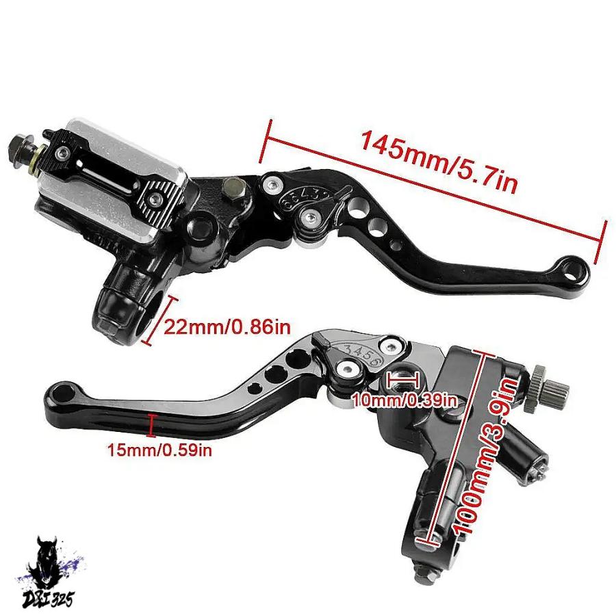 【互換品】 バイク用汎用ブレーキクラッチマスターシリンダーキット リザーバーレバーセット 黒色 7インチ 8インチ 1ペア 社外製