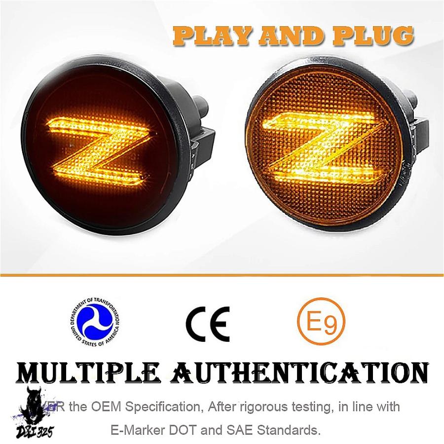 【互換品】 日産370Z クーペ Z34 2009-2020 LEDダイナミックバーニングライトとサイドマーカーライトエラー対応 社外製の画像