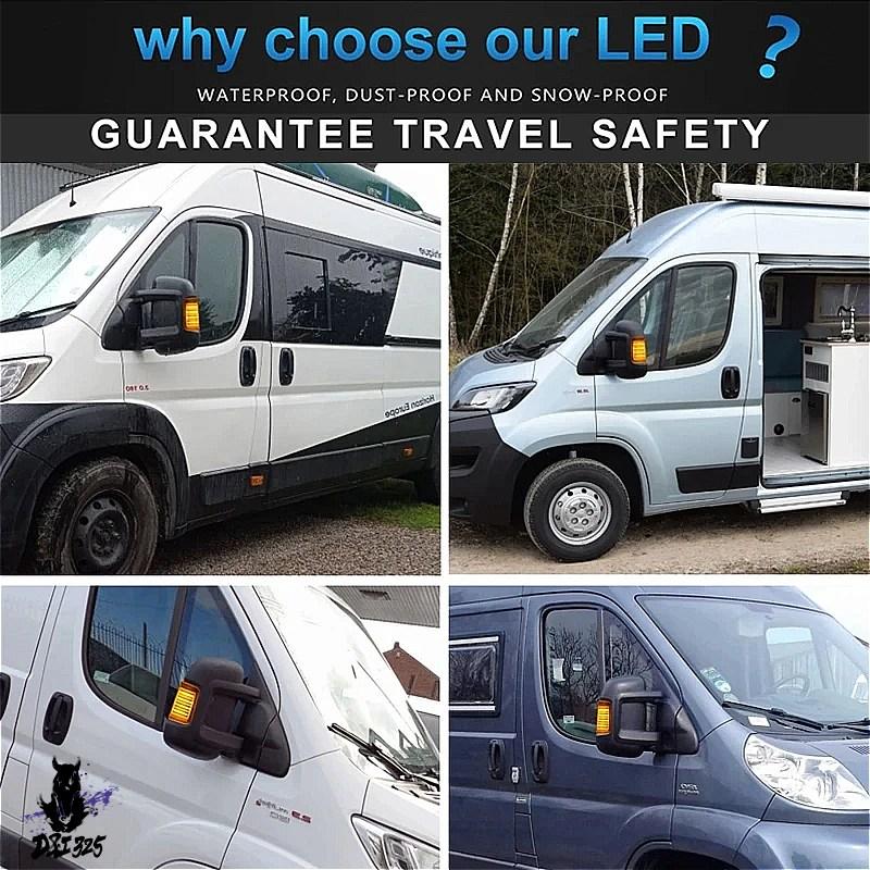 【互換品】 ダイナミックウィンカーLEDライト サイドミラーインジケーター フォーティエイトsmd fiat ducato Peugeot boxer Citroen Amberリレー 2006-2019 社_7