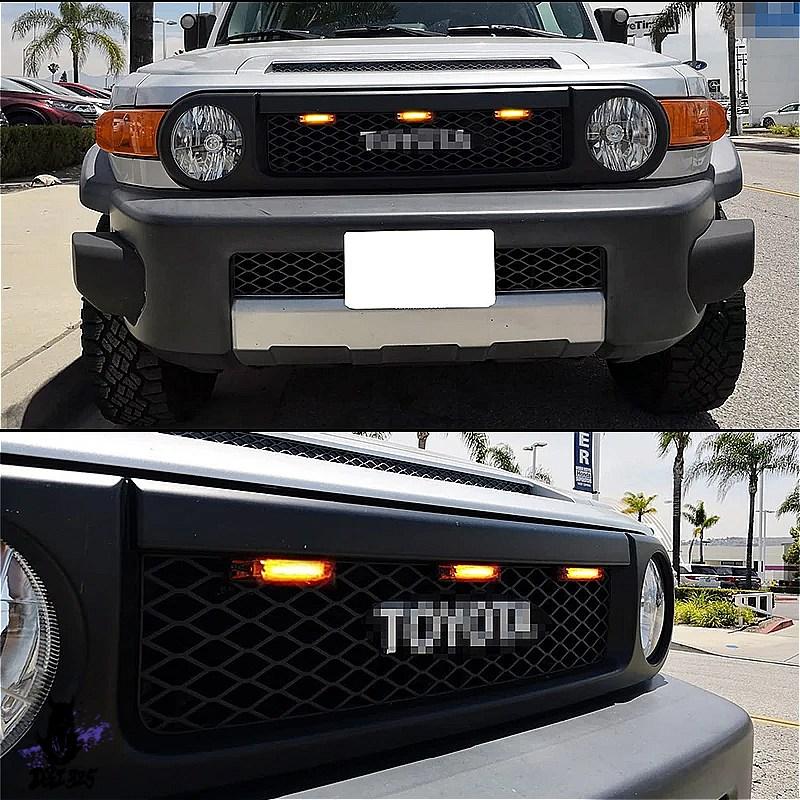 【互換品】 アンバー/ホワイト LED 車フロントグリルライトアセンブリ配線ハーネスキット 2007-2014 トヨタ FJ クルーザーパーキング/ドライビングライト 社外の画像