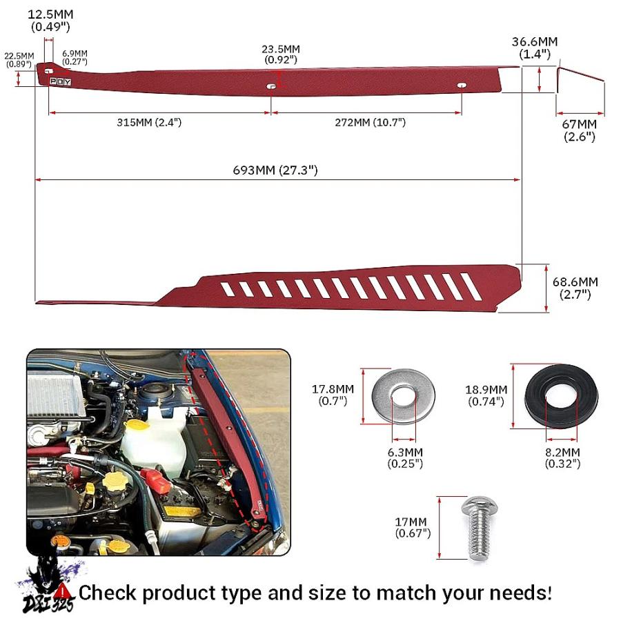 【取り替えっこ品】 2個軽銀製フェンダーシュラウドキット 2008-2014スバルwrx \u0026 sti ccr05 ハードウエア黒いこと/レッドパネルプレートエンジンベイ