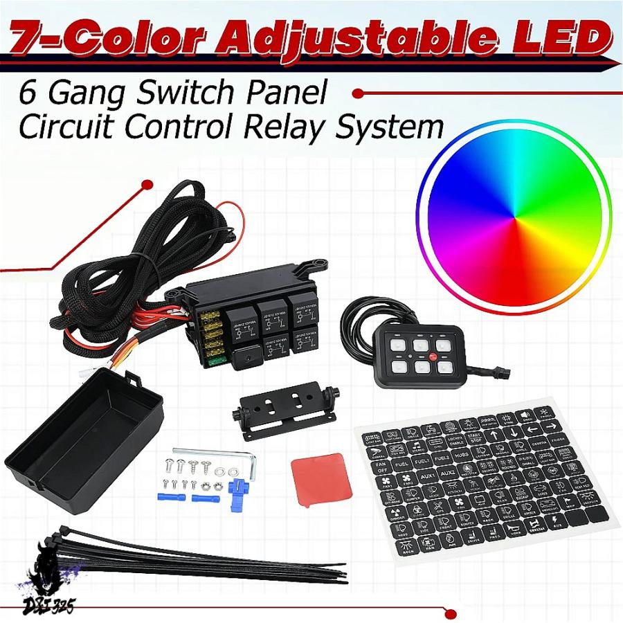 【互換品】 6ギャングLEDスイッチパネル 12v-24v 600w-1200w 回路制御 リレーシステムボックス スリムタッチ ボート ジープ キャラバン 社外製の画像