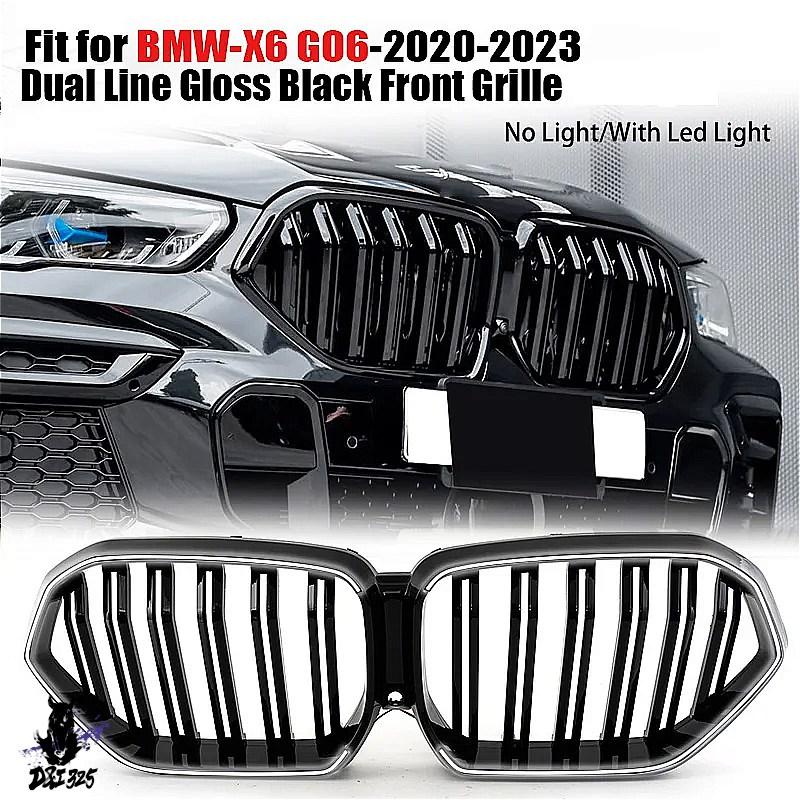  x6 G06 フロントグリル シルバー 互換品】 BMW X6 G06 20202023用 高品質 LEDライト付きフロント腎臓