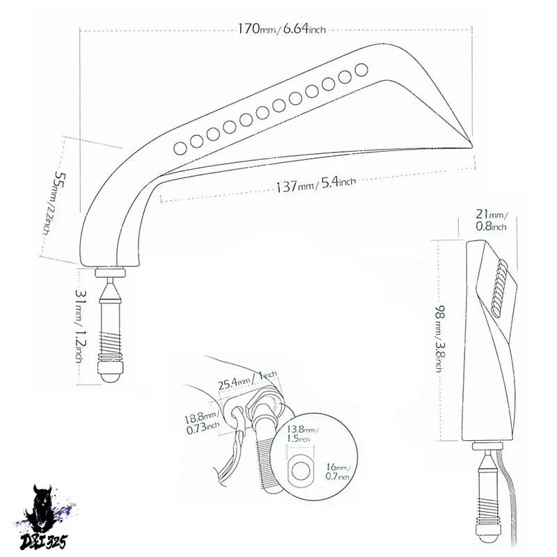 【互換品】 ダイナファットボーイ用 LEDライトバックミラーサイドミラー 社外製_4