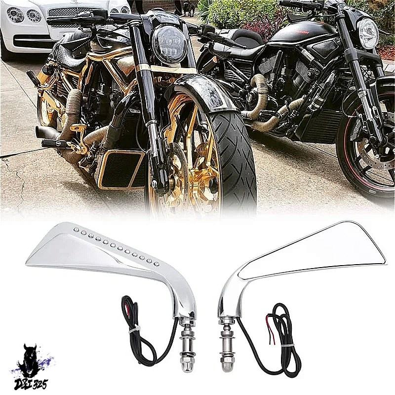 【互換品】 ダイナファットボーイ用 LEDライトバックミラーサイドミラー 社外製_5