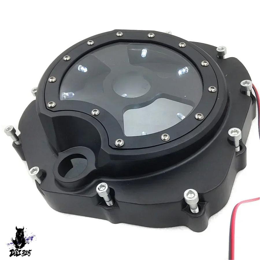【互換品】 カワサキ ZX14R ZZR1400 20062022用 アルミニウムLEDクリアエンジンクラッチカバー 社外製の画像