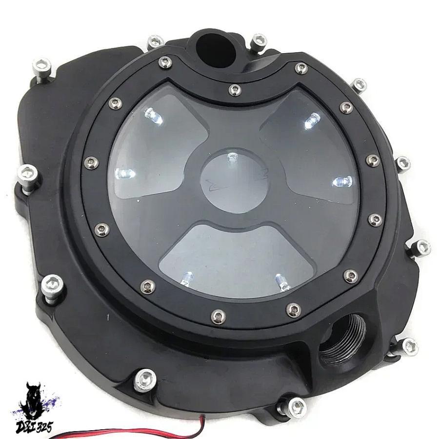 【互換品】 カワサキ ZX14R ZZR1400 20062022用 アルミニウムLEDクリアエンジンクラッチカバー 社外製の画像