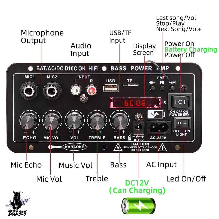 互換品】 なし WOOPKER Bluetooth対応デジタルアンプボード D10C サブ