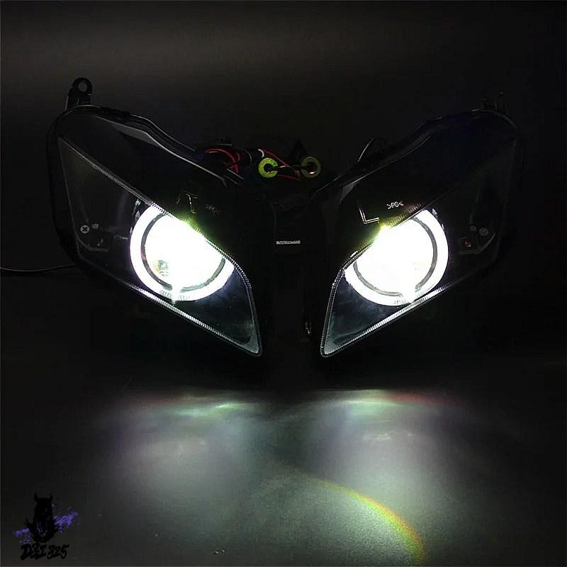 【互換品】 ホンダ CBR600RR 2007-2012 カスタム HIDバイキセノンプロジェクターヘッドライト LEDエンジェルアイズホワイト HID電球 社外製の画像