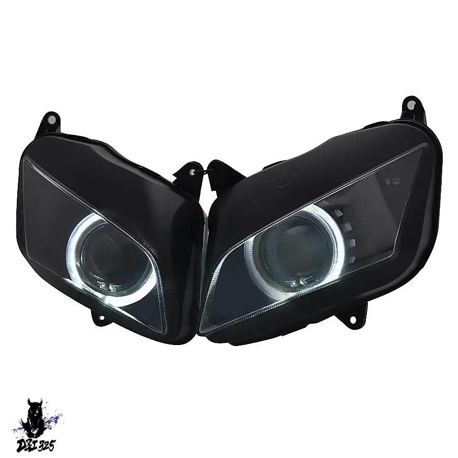 【互換品】 ホンダ CBR600RR 2007-2012 カスタム HIDバイキセノンプロジェクターヘッドライト LEDエンジェルアイズホワイト HID電球 社外製の画像
