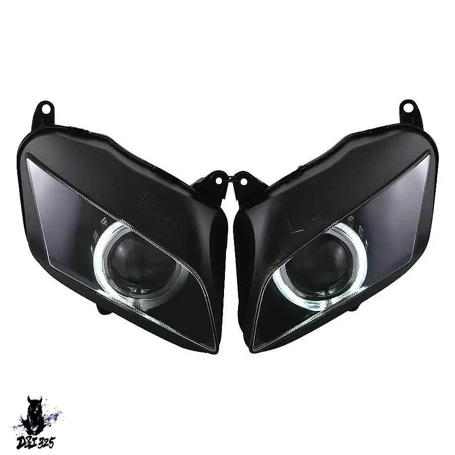 【互換品】 ホンダ CBR600RR 2007-2012 カスタム HIDバイキセノンプロジェクターヘッドライト LEDエンジェルアイズホワイト HID電球 社外製の画像