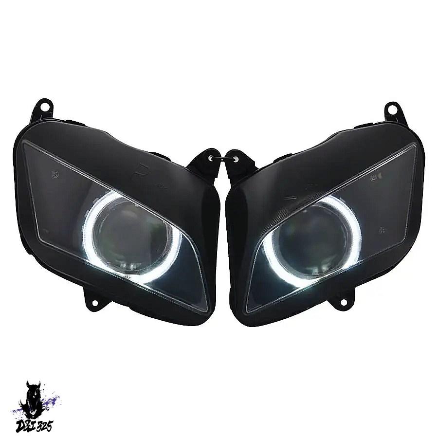 【互換品】 ホンダ CBR600RR 2007-2012 カスタム HIDバイキセノンプロジェクターヘッドライト LEDエンジェルアイズホワイト HID電球 社外製の画像