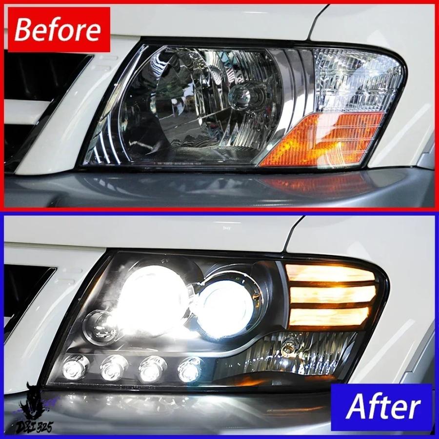 互換品】 フロントランプ三菱パジェロ V73 2007-2015 LED 自動ヘッド