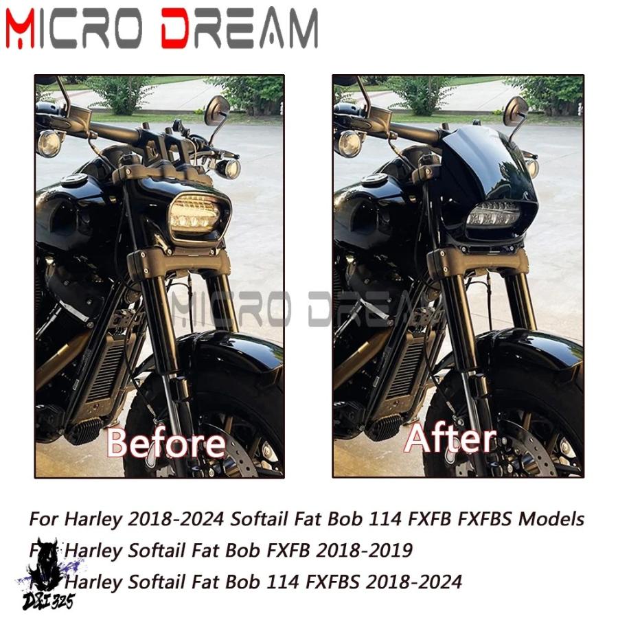 【互換品】 バイクヘッドライトカバー ハイビームロービームヘッドライトカバー ハーレーソフテイルフロントカバー ファットボブ114 fxfb fxfbs 18 19 20 2の画像