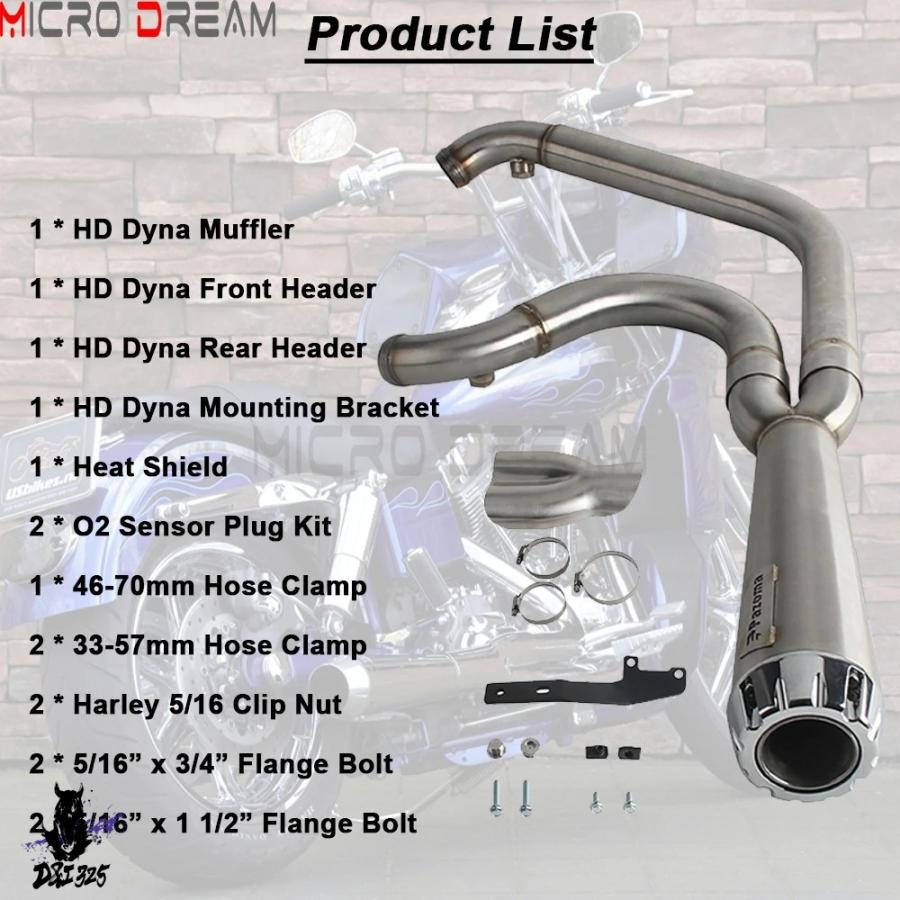 【互換品】 2-into-1 軽量マフラーバイクマフラー排気システムダイナローライダー FXDLI FXDL FXDLS ワイドグライド FXDWGI FXDWG_4
