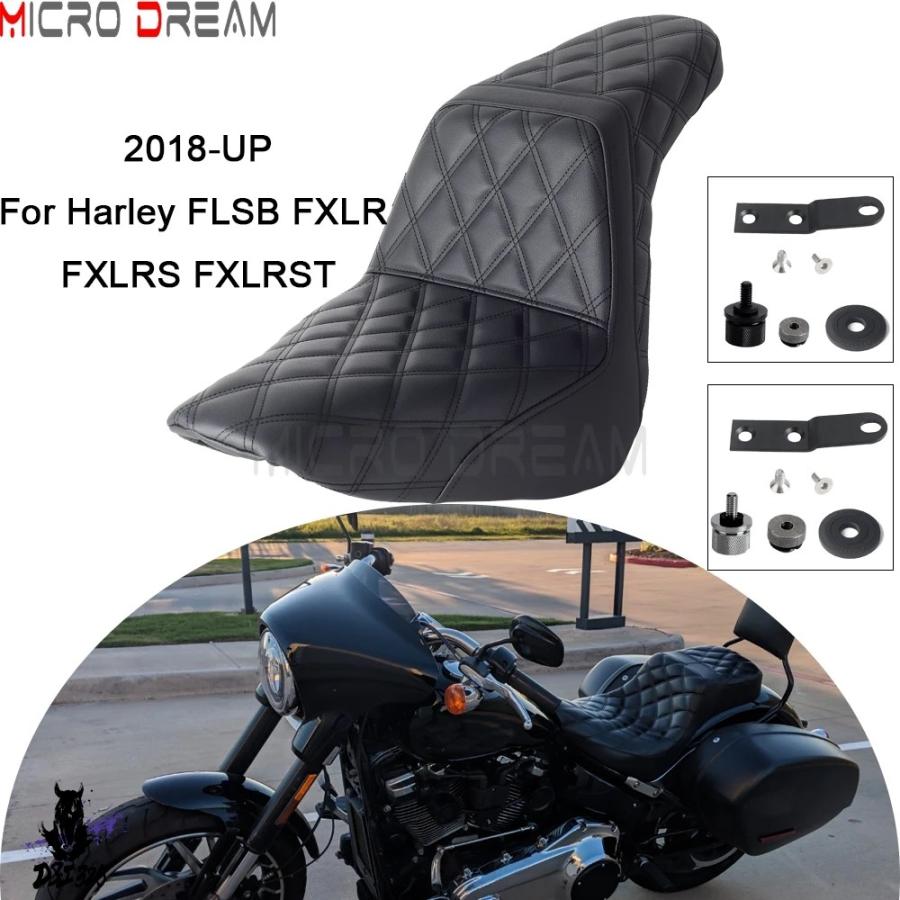 【互換品】 革スポーツベンチシートクッションバイクドライバー助手席ツーアップシートパッドハーレーソフテイル FXLR FLSB FXLRS FXLRST 18-Upの画像