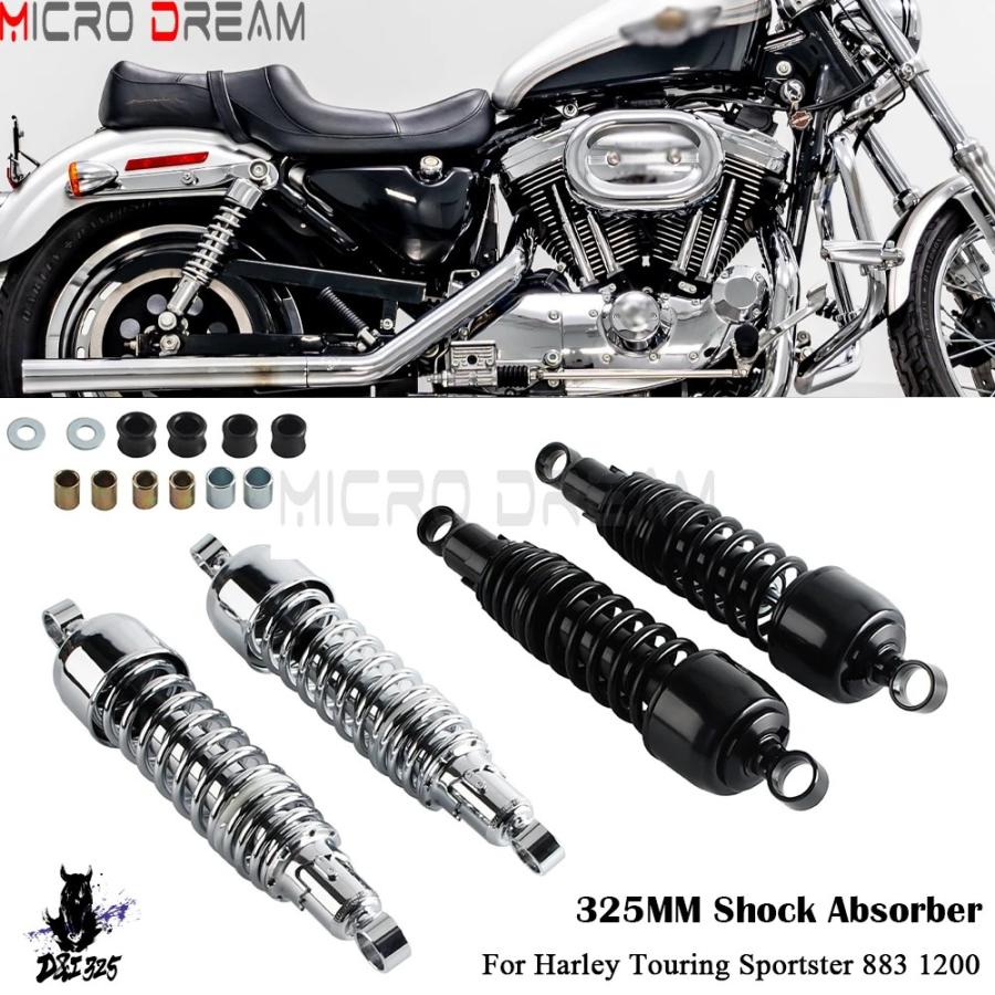 【互換品】 325 mmバイクショックアブソーバーサスペンション保護リアショック吸収スプリングハーレーツーリングスポーツスター 883 1200の画像