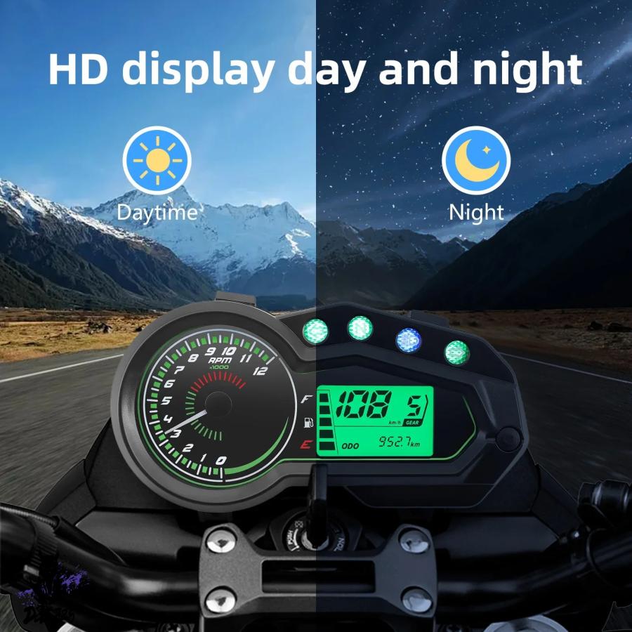 互換品】 LEDデジタルバイクスピードメーター 防水バイクゲージ 多機能
