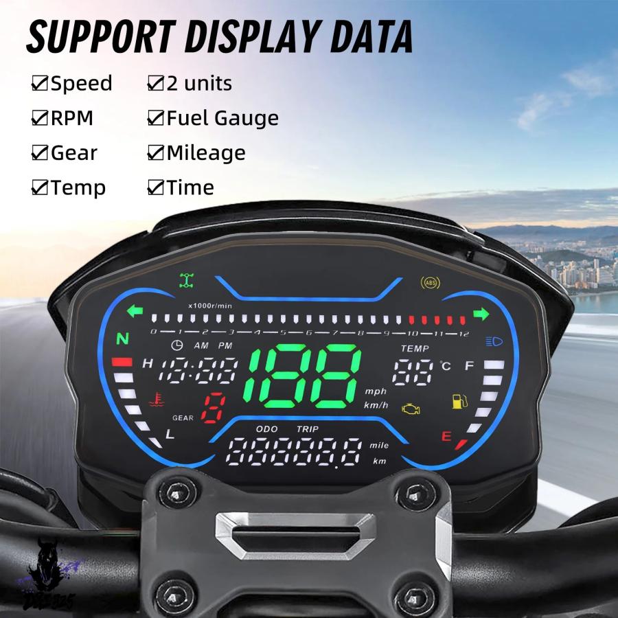 互換品】 バイク計器アセンブリモトスピードメーター オドメータータコ