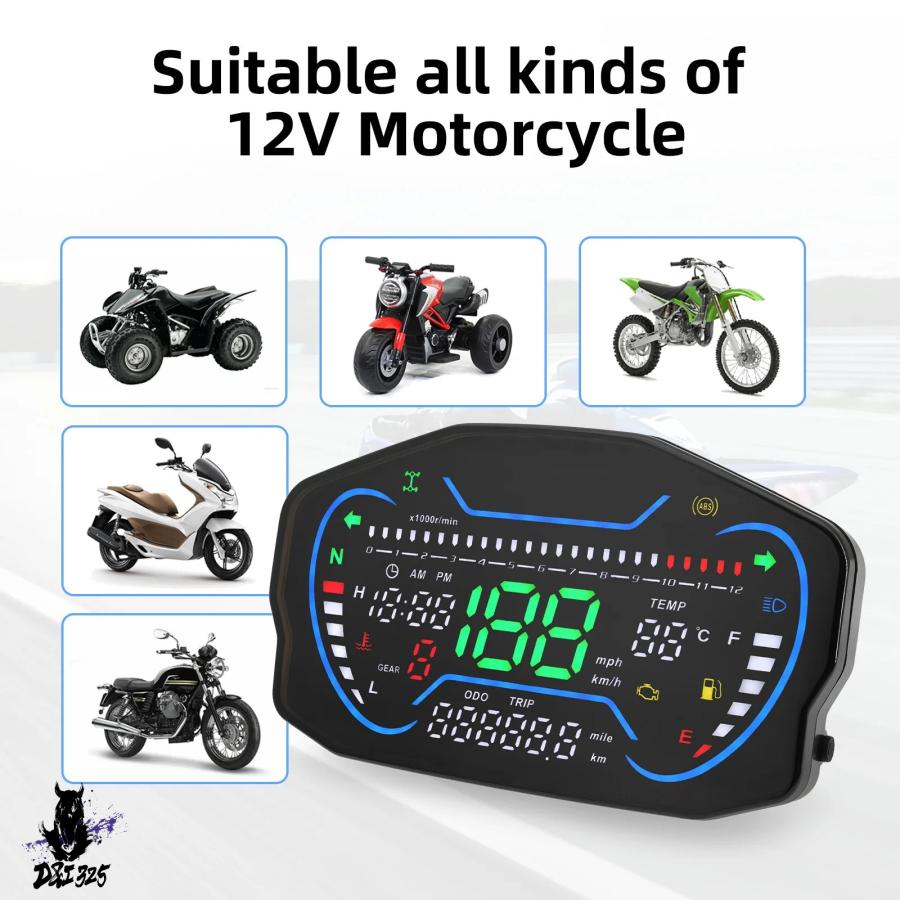 互換品】 バイク計器アセンブリモトスピードメーター オドメータータコ