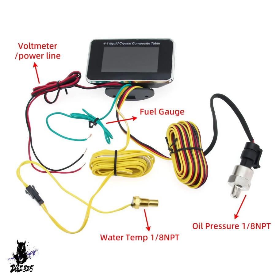 互換品】 4 in 1 LCDデジタルトラック車油圧電圧水温電圧計 車ボート