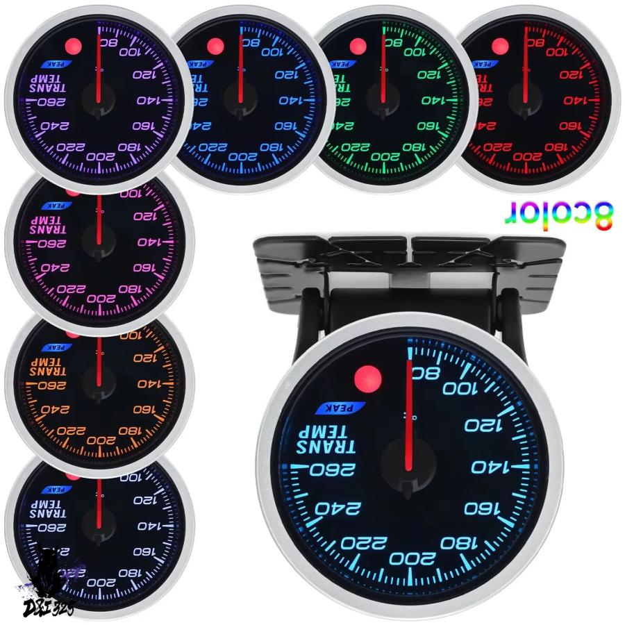 互換品】 7色バックライトトランス温度計オート12V 52mmデジタル