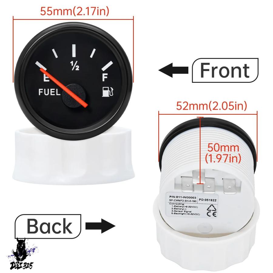互換品】 0〜190Ω燃料計+0〜190Ω燃料タンクメーターセンサーE-1/2-F