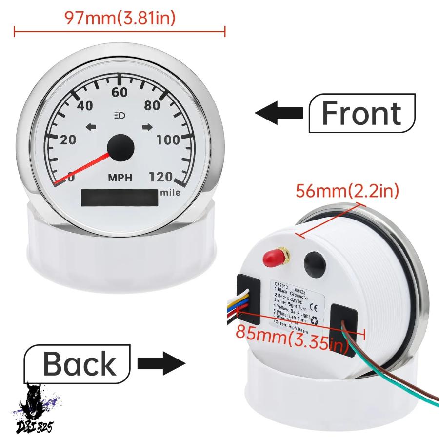 互換品】 200/120mph スピードゲージ 85 mm GPS スピードメーター