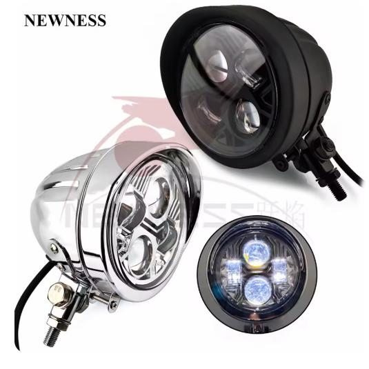 互換品】 レトロバイクラウンド 4.5インチ LED ヘッドライトハーレー