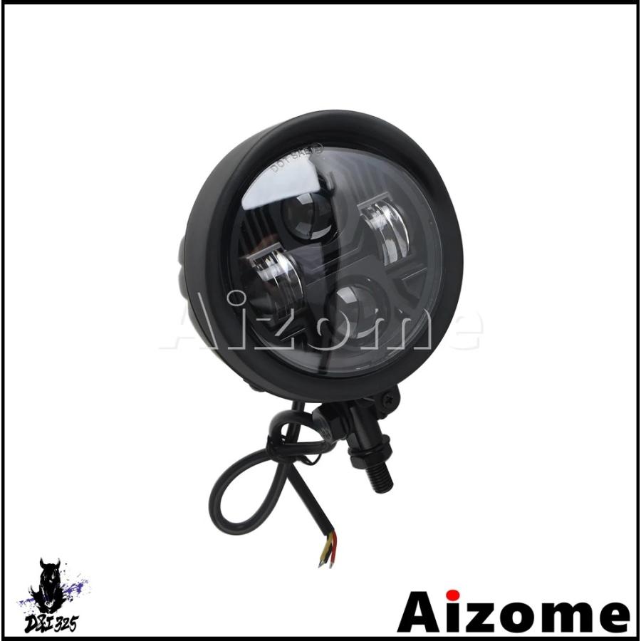 互換品】 レトロバイクラウンド 4.5インチ LED ヘッドライトハーレー