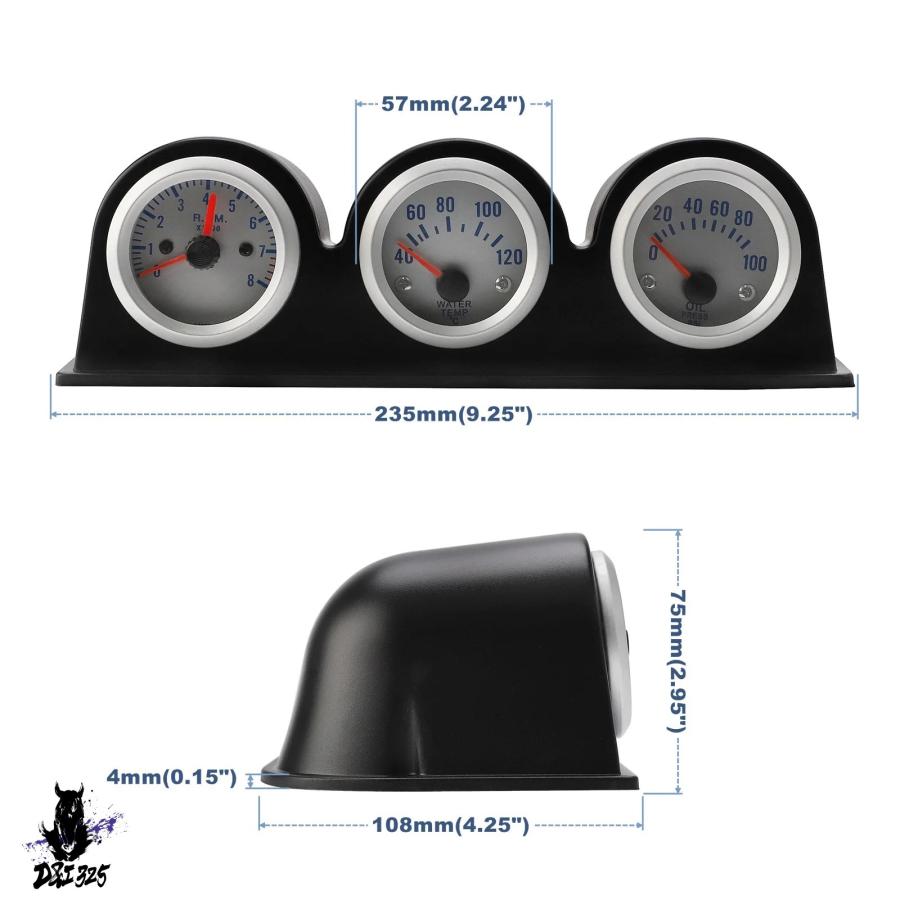 Auto Meter RPMメーター・オイルプレッシャー・水温計セット 互換品】 トリプルターボブーストゲージキット 水温計 タコメーター