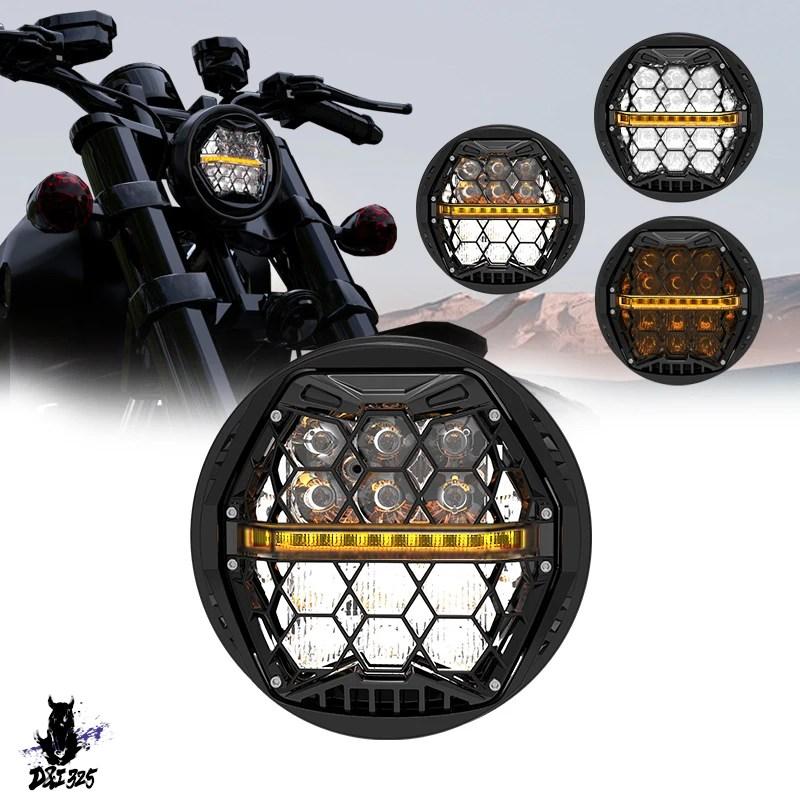 互換品】 汎 5.75 インチ ラウンド LED ヘッドライト バイク 5-3/4