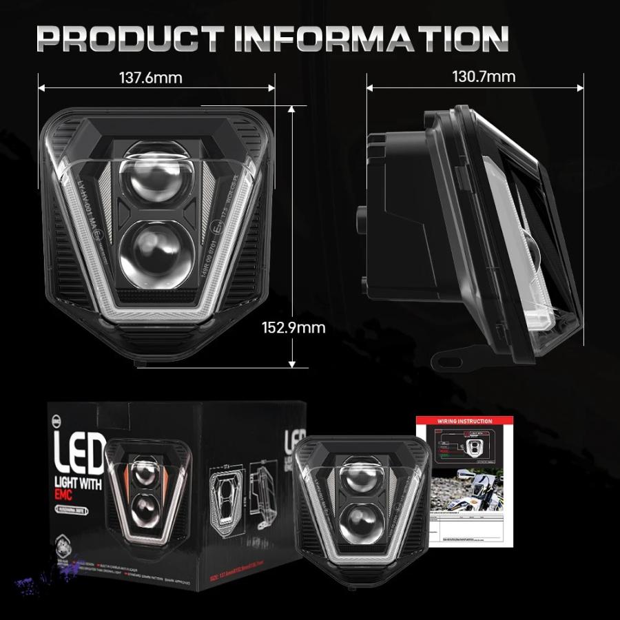 互換品】 ヘッドライトLEDバイクライトウィック ハスクバーナ701